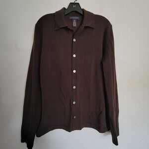 Banana Republic Stretch Merino Wool Brown Long Sleeve Cardigan Sweater Size Med
